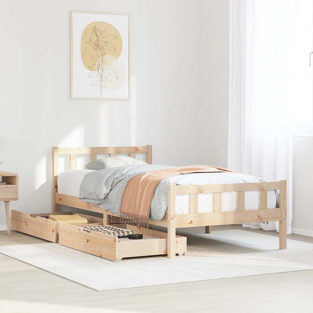 Bed Frame without Mattress 90x190 cm Single Solid Wood Pine