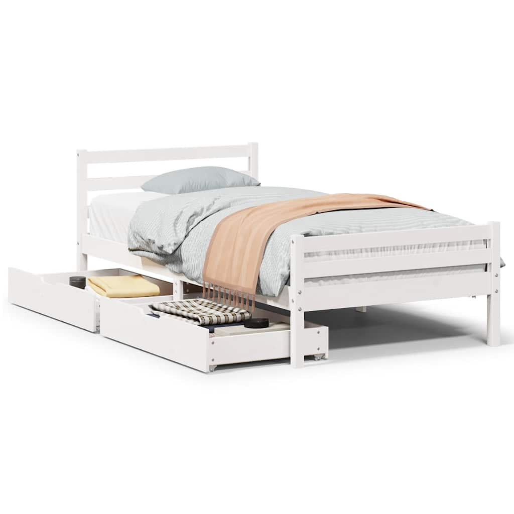 vidaXL Bed Frame without Mattress White 90x190 cm Single Solid Wood Pine