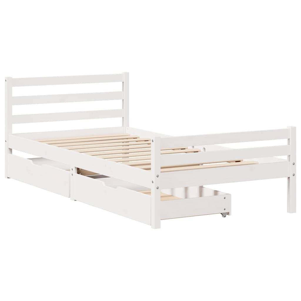 vidaXL Bed Frame without Mattress White 90x190 cm Single Solid Wood Pine