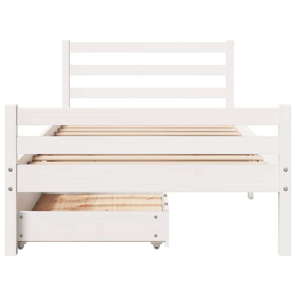 vidaXL Bed Frame without Mattress White 90x190 cm Single Solid Wood Pine