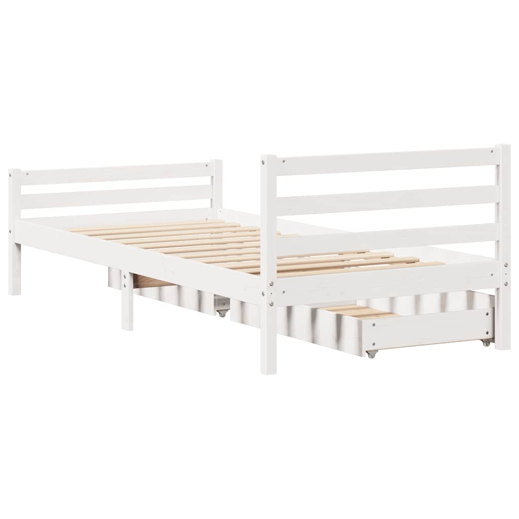 vidaXL Bed Frame without Mattress White 90x190 cm Single Solid Wood Pine