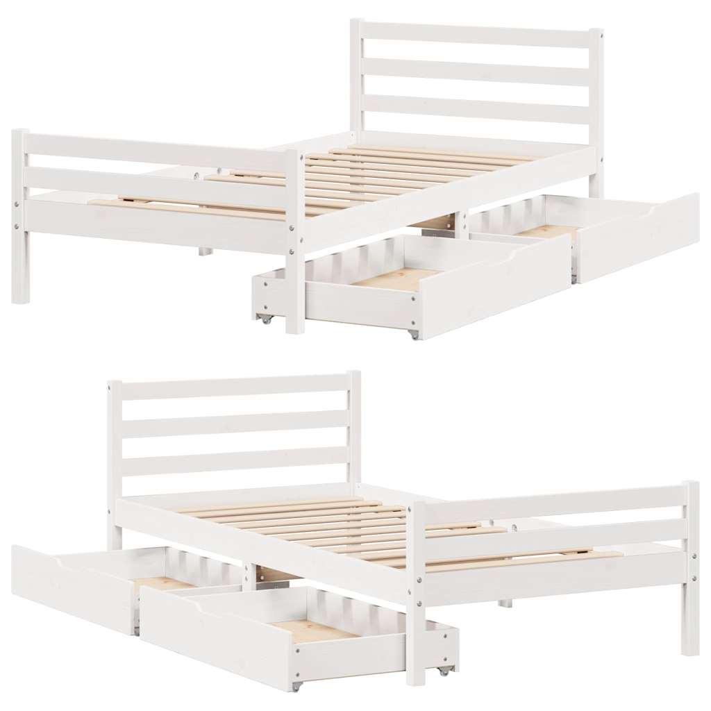 vidaXL Bed Frame without Mattress White 90x190 cm Single Solid Wood Pine