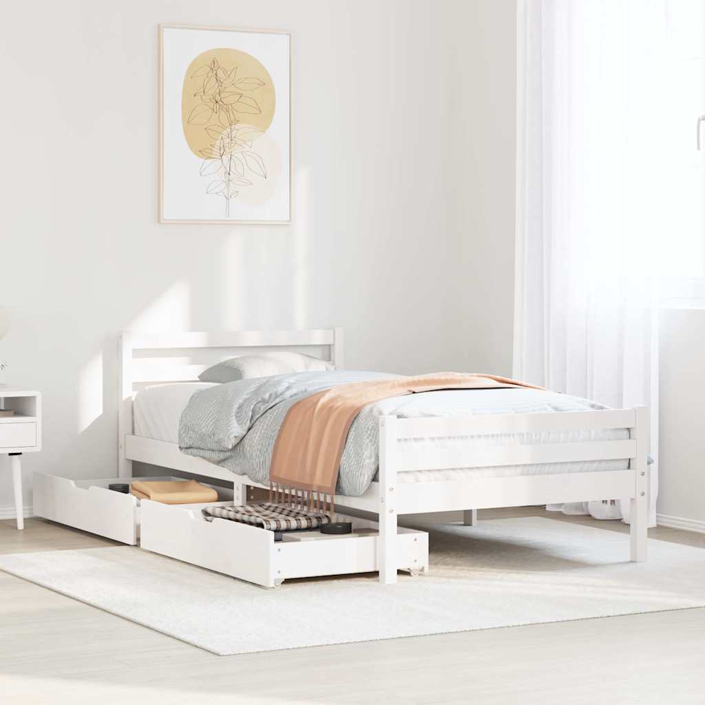 vidaXL Bed Frame without Mattress White 90x190 cm Single Solid Wood Pine