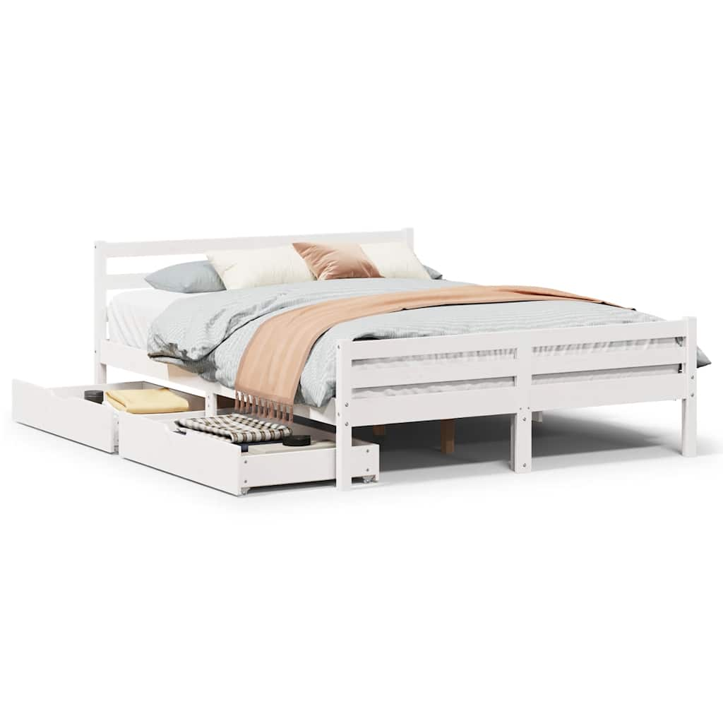 vidaXL Bed Frame without Mattress White 120x190 cm Small Double Solid Wood Pine