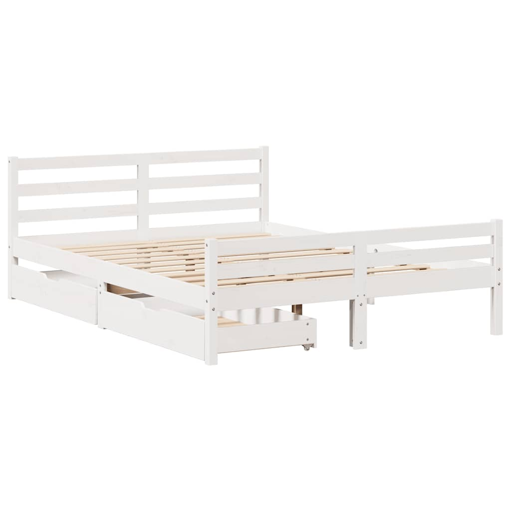 vidaXL Bed Frame without Mattress White 120x190 cm Small Double Solid Wood Pine