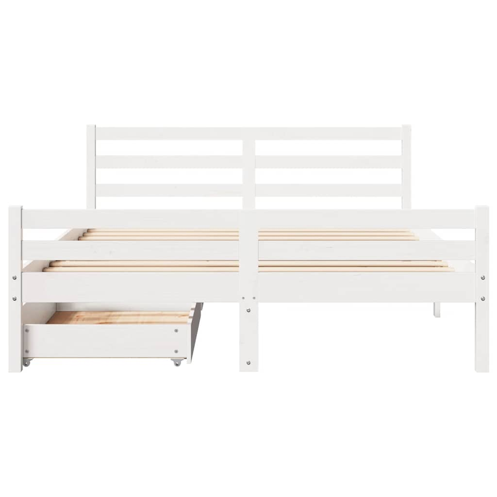 vidaXL Bed Frame without Mattress White 120x190 cm Small Double Solid Wood Pine