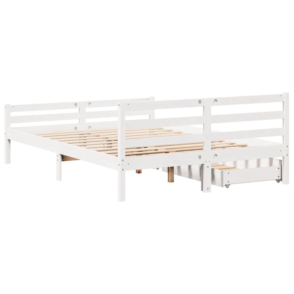 vidaXL Bed Frame without Mattress White 120x190 cm Small Double Solid Wood Pine