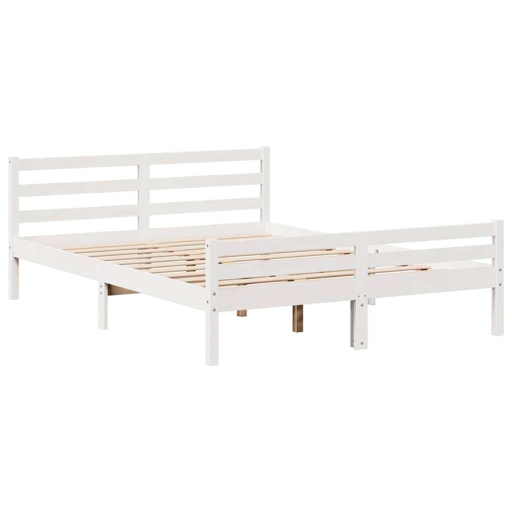 vidaXL Bed Frame without Mattress White 120x190 cm Small Double Solid Wood Pine