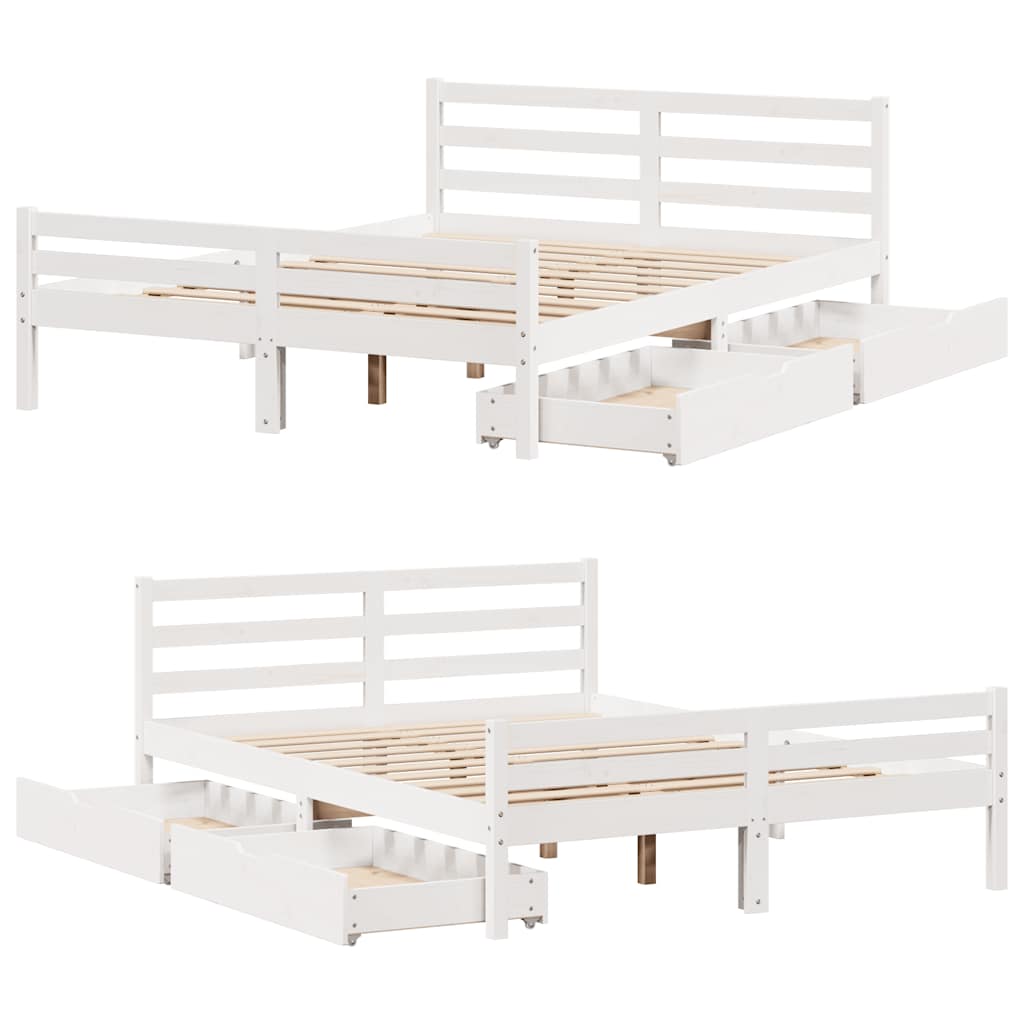 vidaXL Bed Frame without Mattress White 120x190 cm Small Double Solid Wood Pine