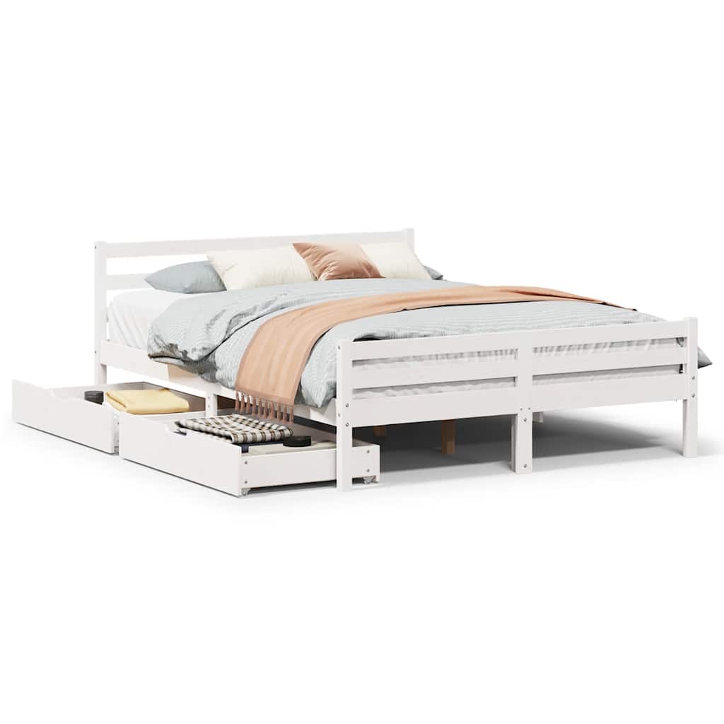 Bed Frame without Mattress White 140x200 cm Solid Wood Pine