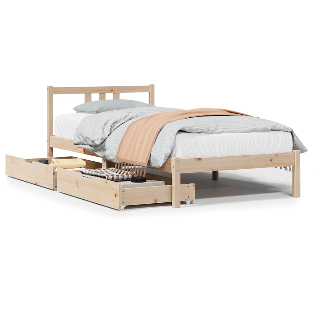 Bed Frame without Mattress 75x190 cm Small Single Solid Wood Pine