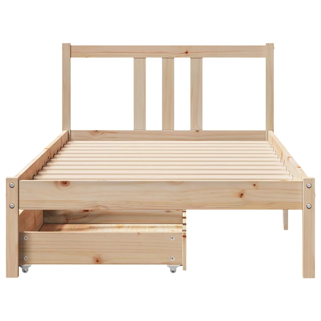 Bed Frame without Mattress 75x190 cm Small Single Solid Wood Pine