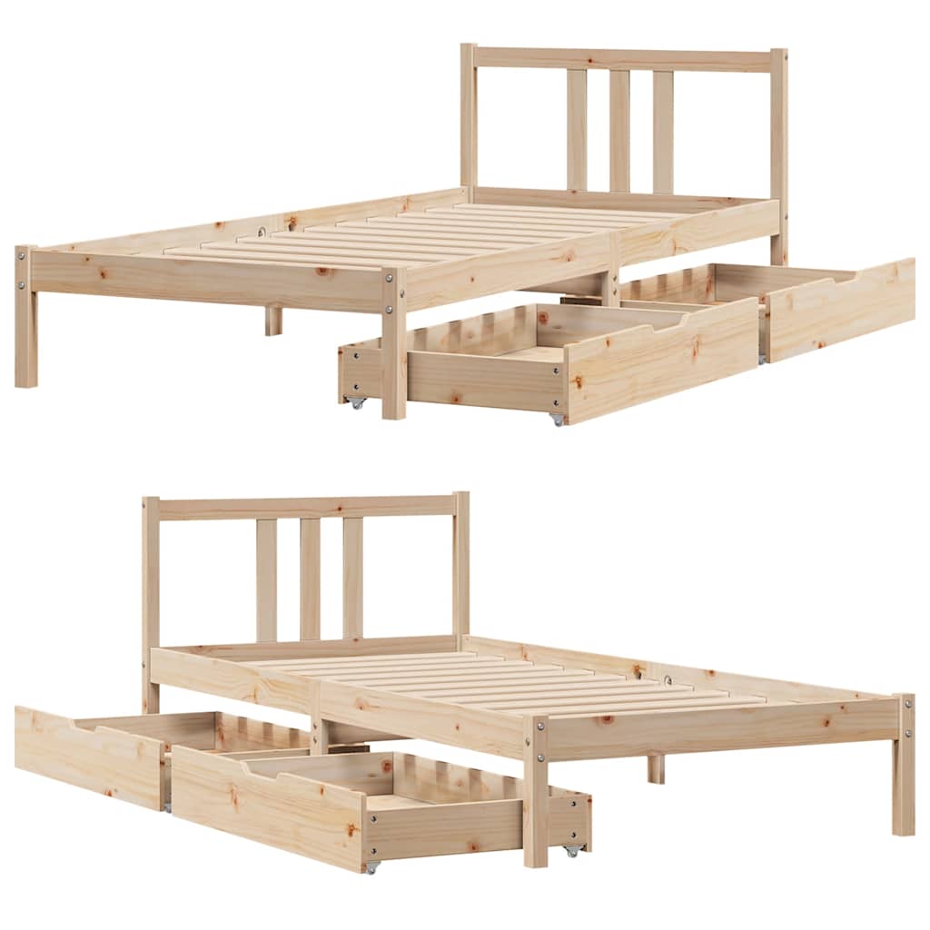 Bed Frame without Mattress 75x190 cm Small Single Solid Wood Pine