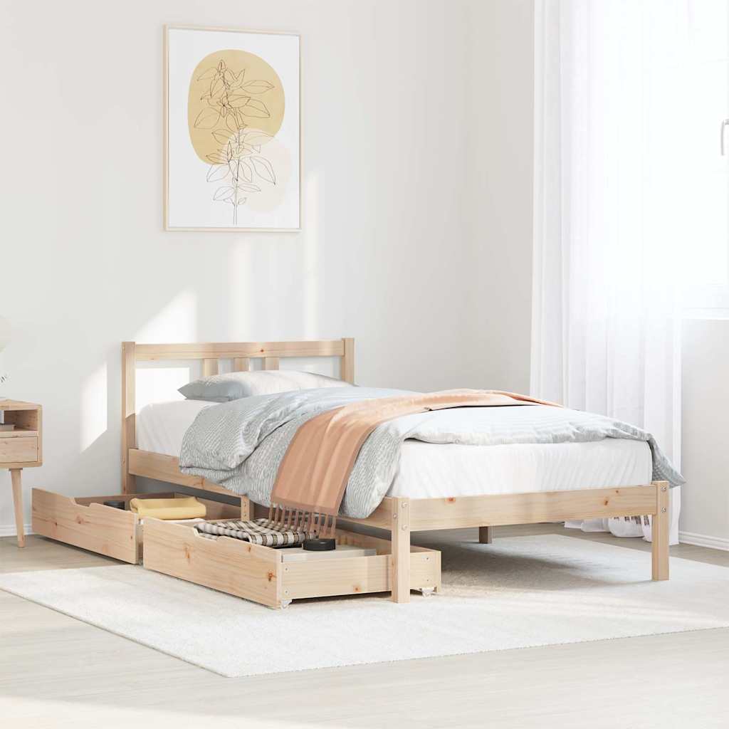 Bed Frame without Mattress 75x190 cm Small Single Solid Wood Pine