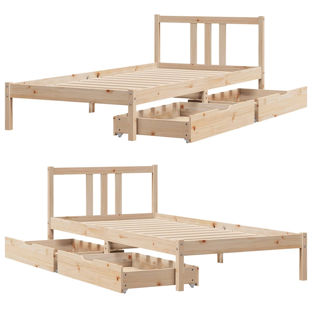 Bed Frame without Mattress 90x190 cm Single Solid Wood Pine