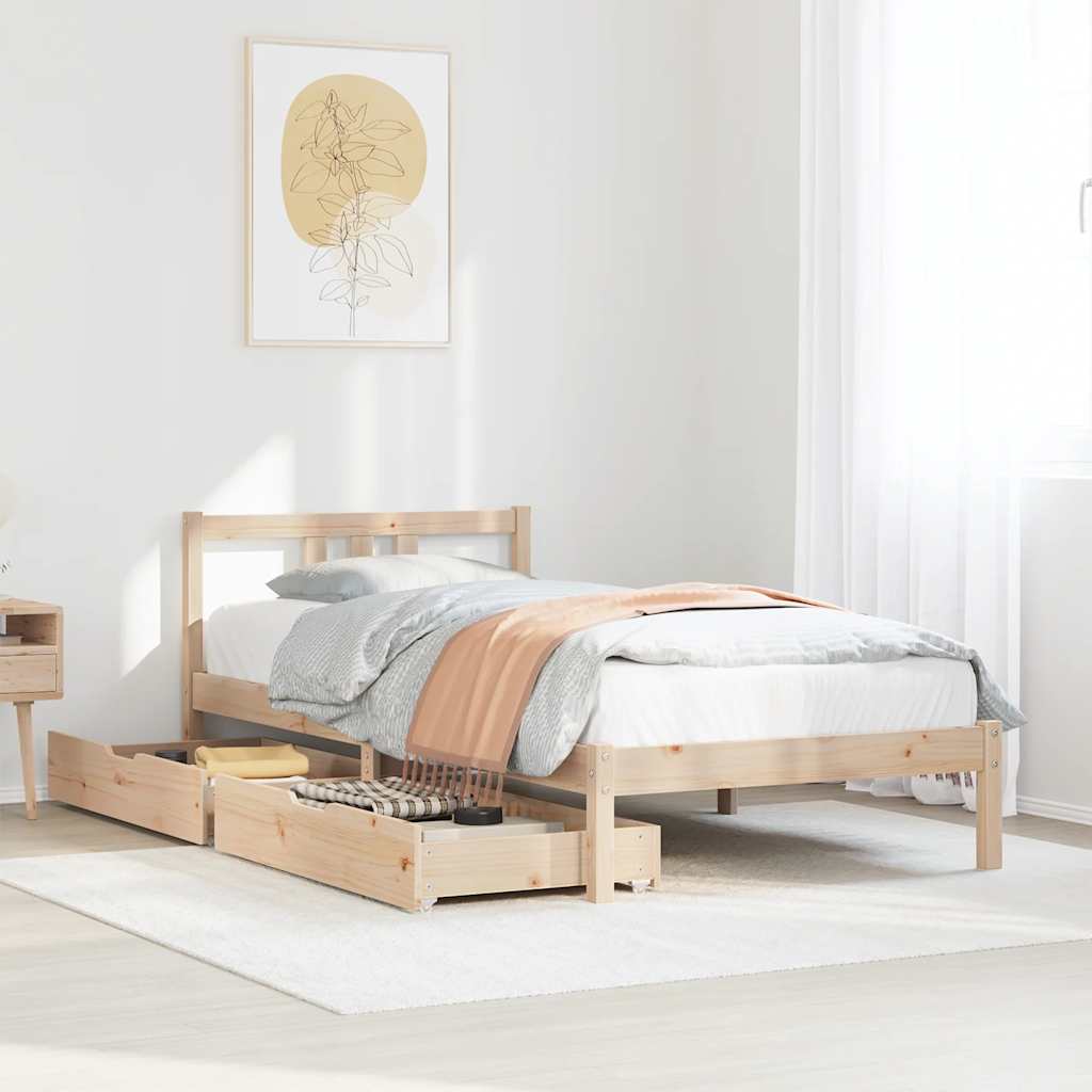 Bed Frame without Mattress 90x190 cm Single Solid Wood Pine