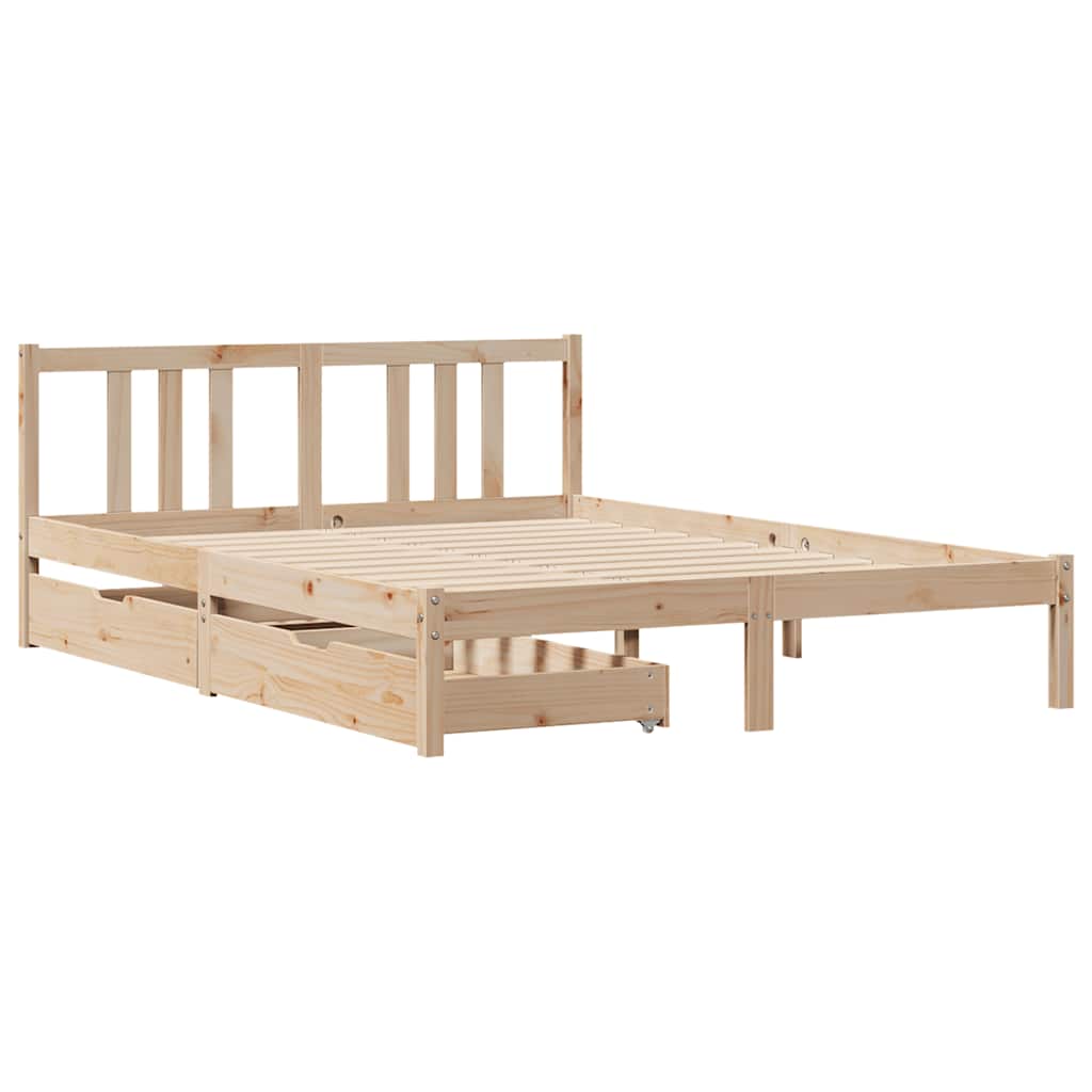 Bed Frame without Mattress 135x190 cm Double Solid Wood Pine