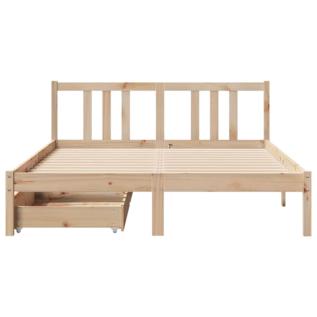 Bed Frame without Mattress 135x190 cm Double Solid Wood Pine