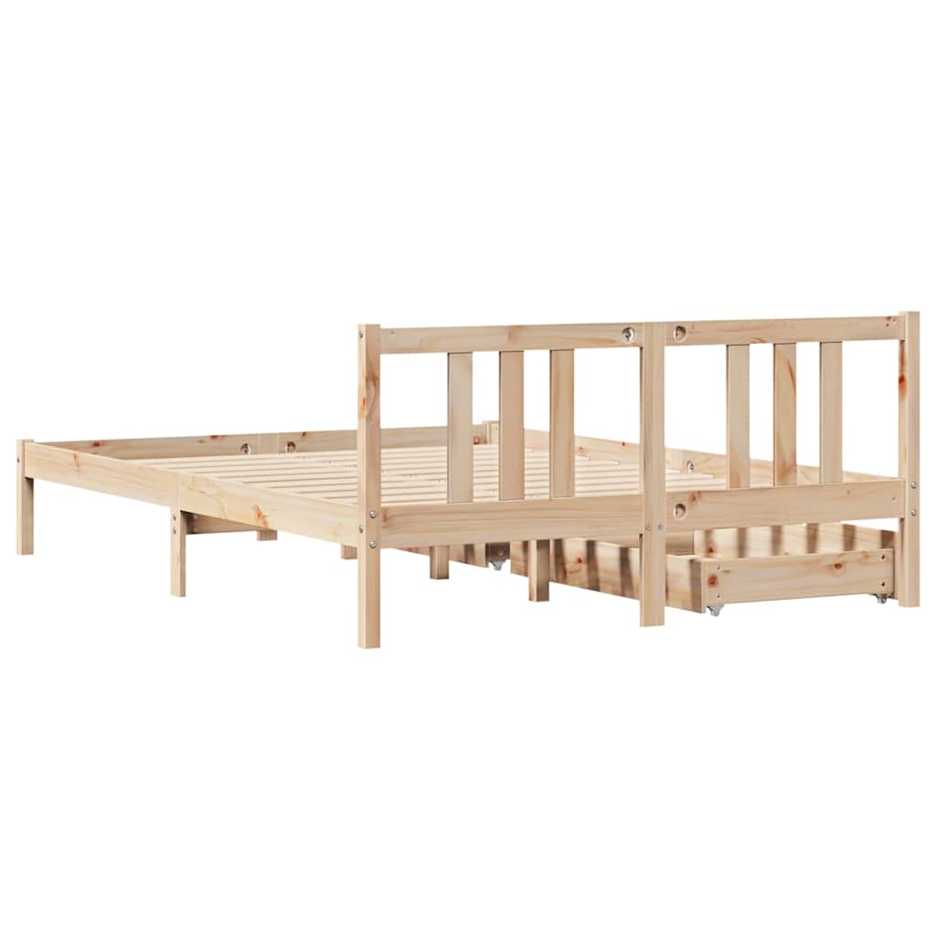 Bed Frame without Mattress 135x190 cm Double Solid Wood Pine