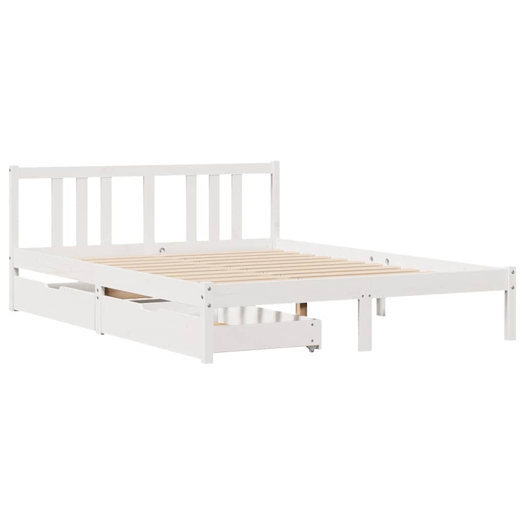 vidaXL Bed Frame without Mattress White 140x190 cm Solid Wood Pine