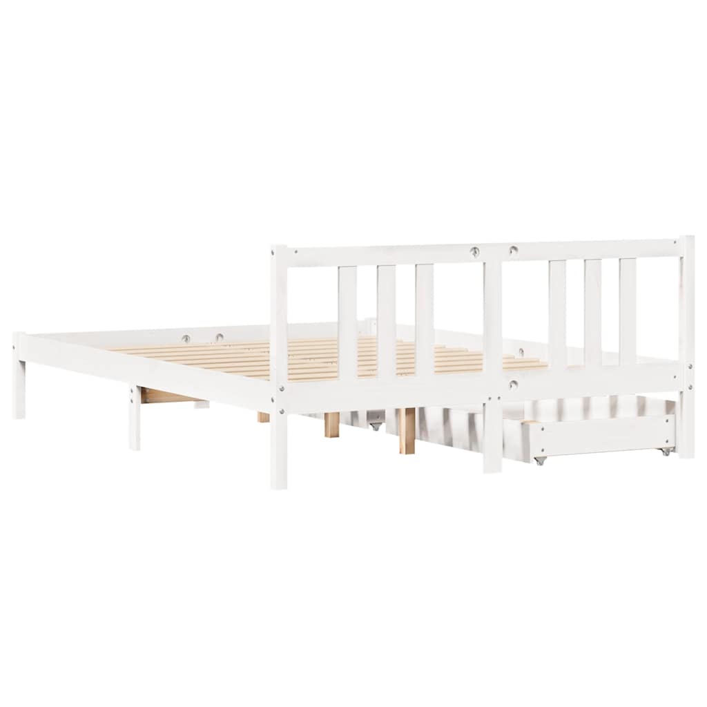 vidaXL Bed Frame without Mattress White 140x190 cm Solid Wood Pine