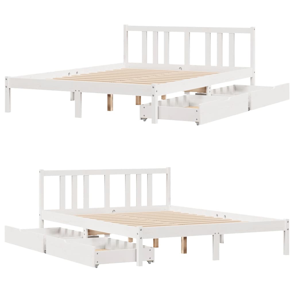 vidaXL Bed Frame without Mattress White 140x190 cm Solid Wood Pine