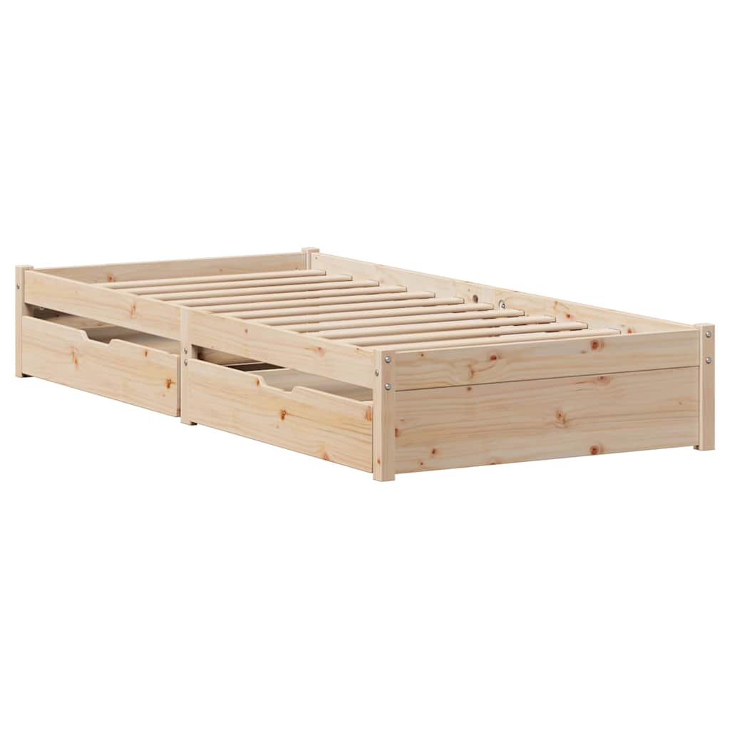 Bed Frame | Natural Pine | Solid Pine wood | Small Single | Storage