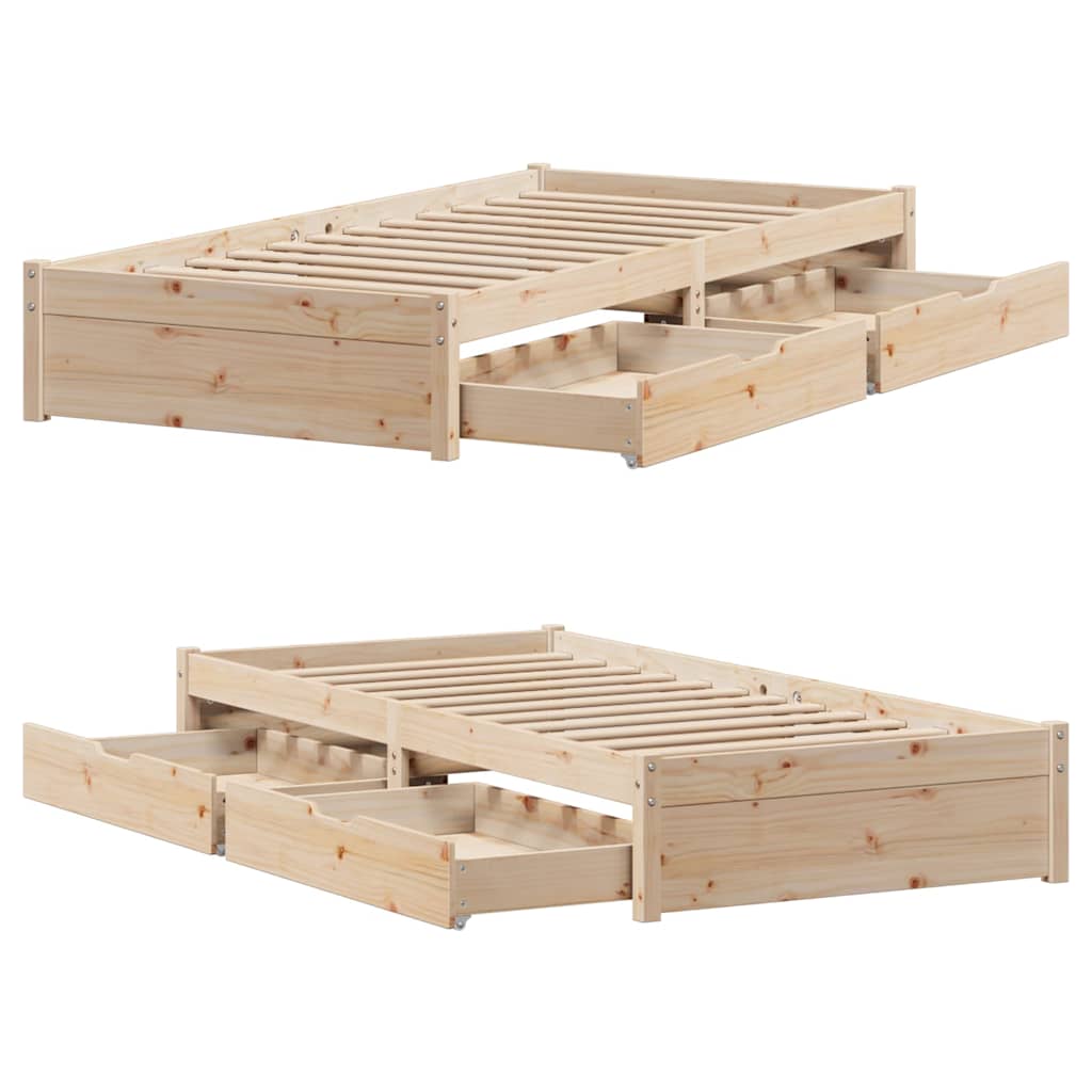 Bed Frame | Natural Pine | Solid Pine wood | Small Single | Storage