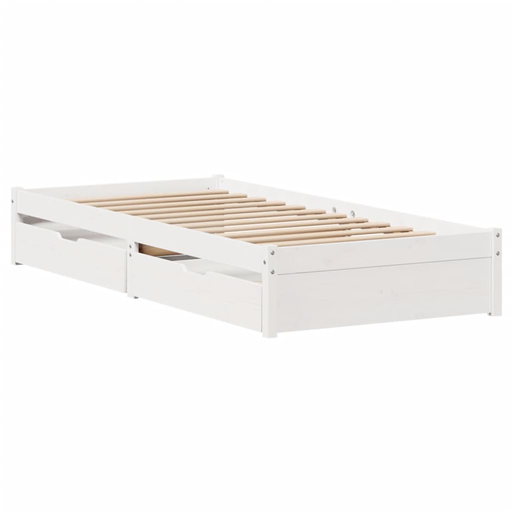 vidaXL Bed Frame without Mattress White 75x190 cm Small Single Solid Wood Pine