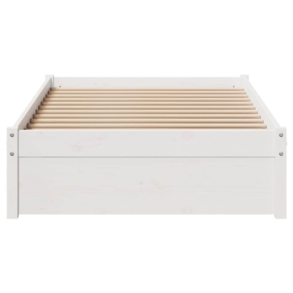 vidaXL Bed Frame without Mattress White 75x190 cm Small Single Solid Wood Pine