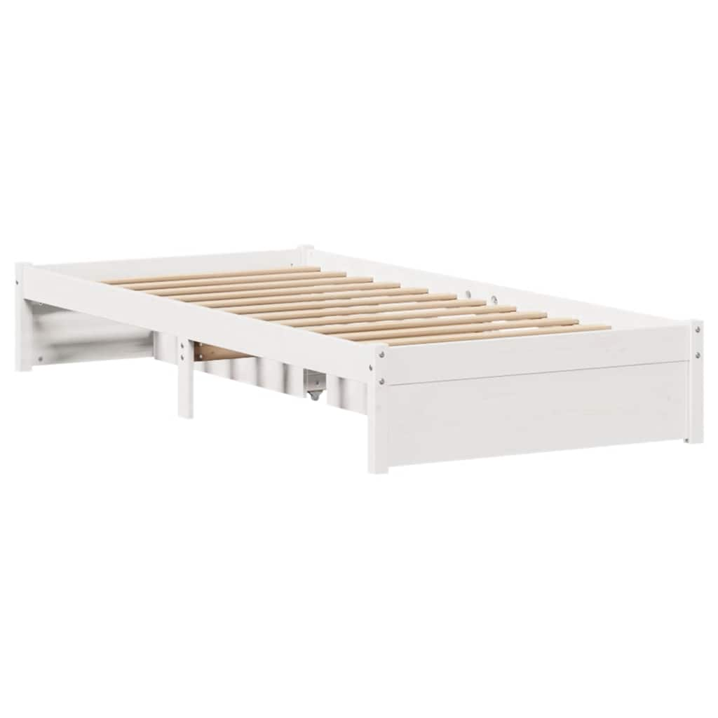 vidaXL Bed Frame without Mattress White 75x190 cm Small Single Solid Wood Pine