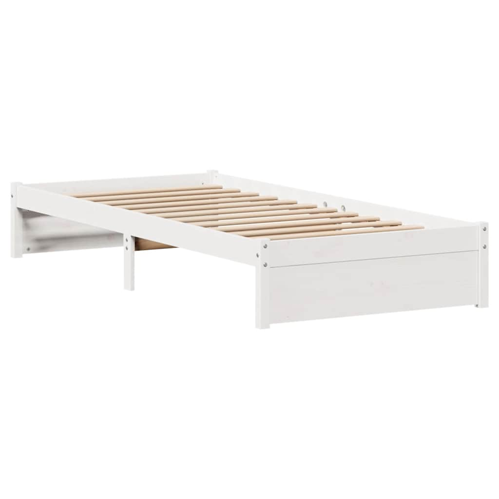 vidaXL Bed Frame without Mattress White 75x190 cm Small Single Solid Wood Pine