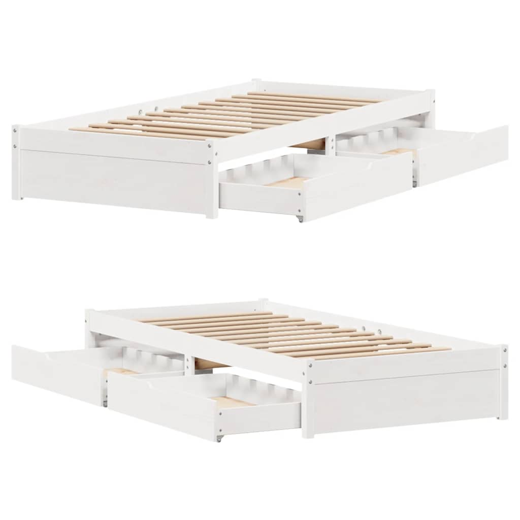 vidaXL Bed Frame without Mattress White 75x190 cm Small Single Solid Wood Pine