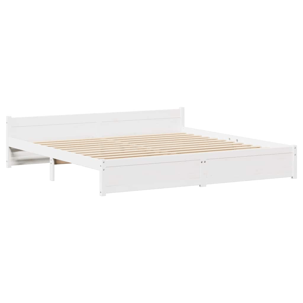 Bed Frame without Mattress White 160x200 cm Solid Wood Pine
