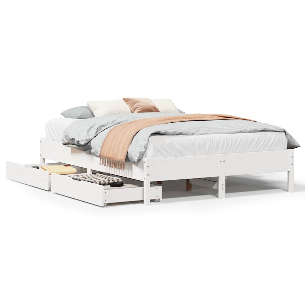 Bed Frame without Mattress White 160x200 cm Solid Wood Pine