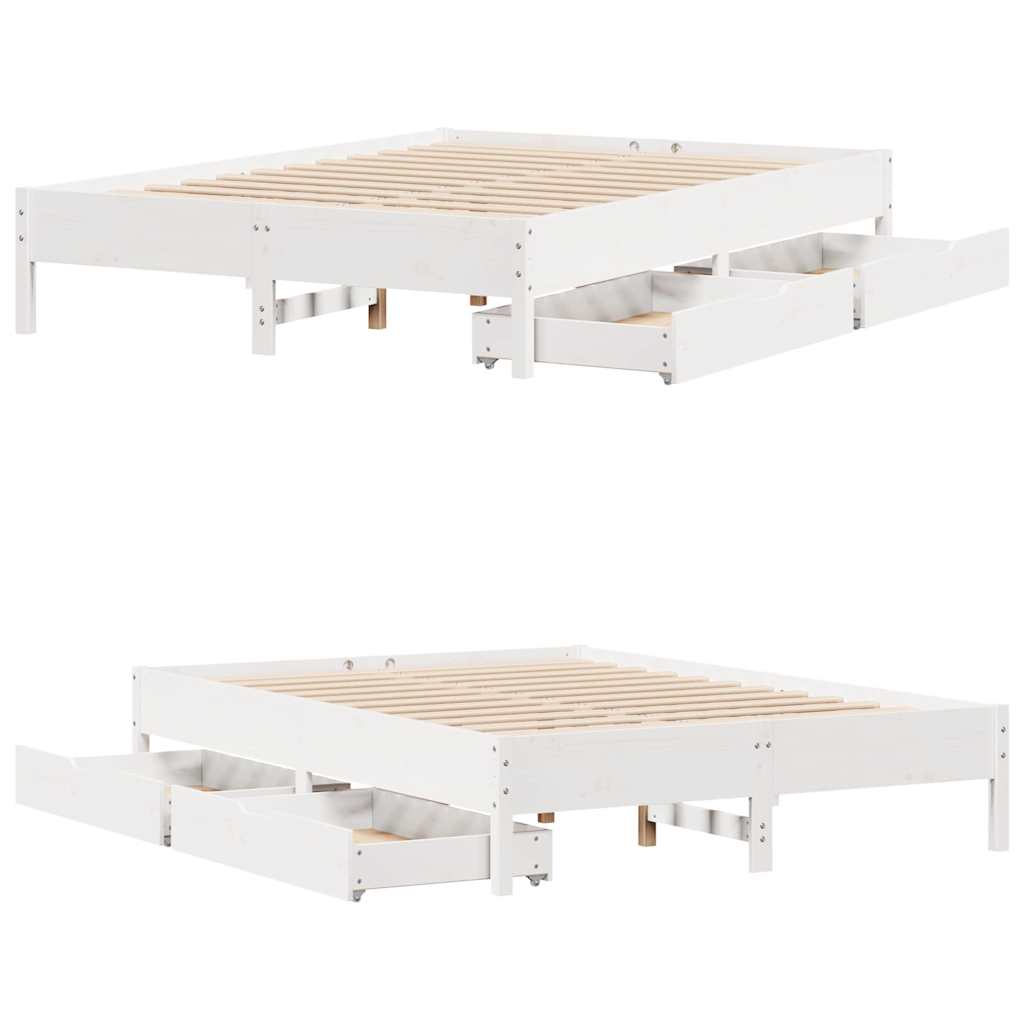 Bed Frame without Mattress White 160x200 cm Solid Wood Pine