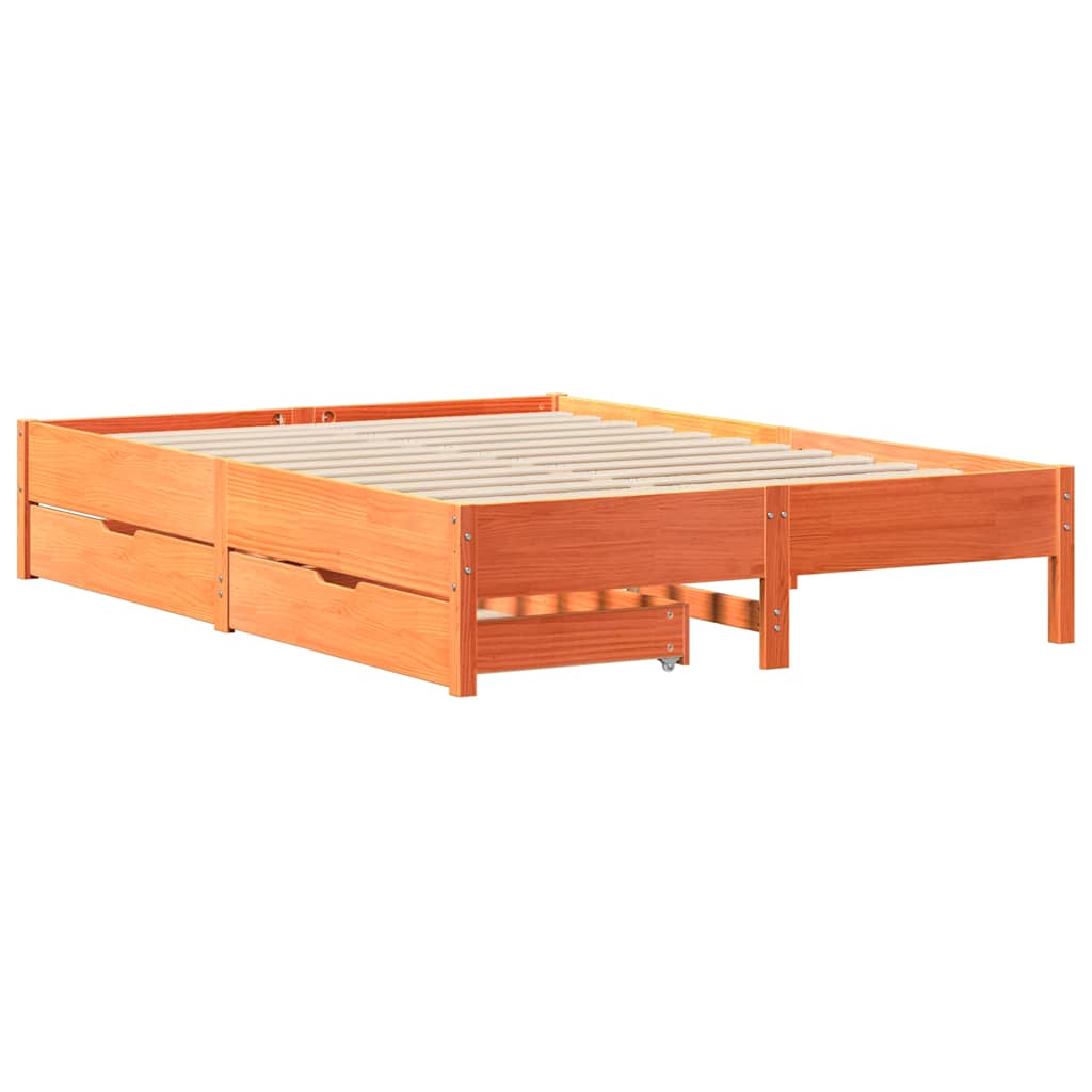 vidaXL Bed Frame without Mattress Wax Brown 140x200 cm Solid Wood Pine