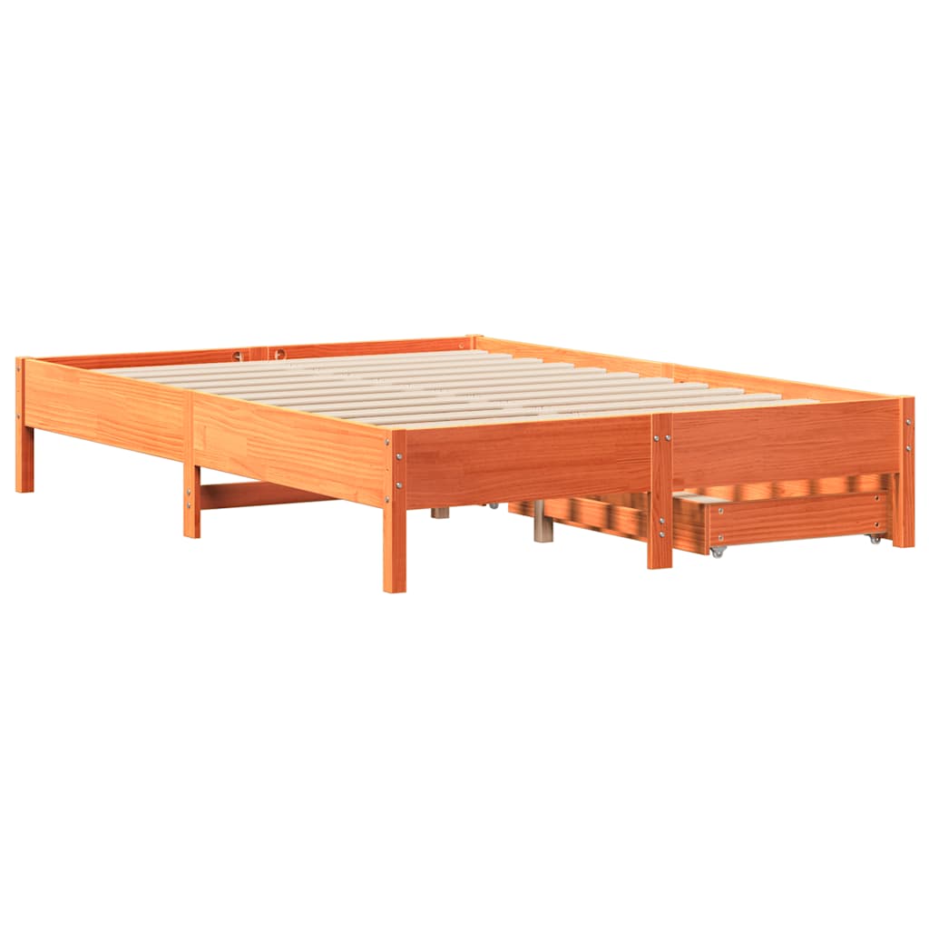 vidaXL Bed Frame without Mattress Wax Brown 140x200 cm Solid Wood Pine