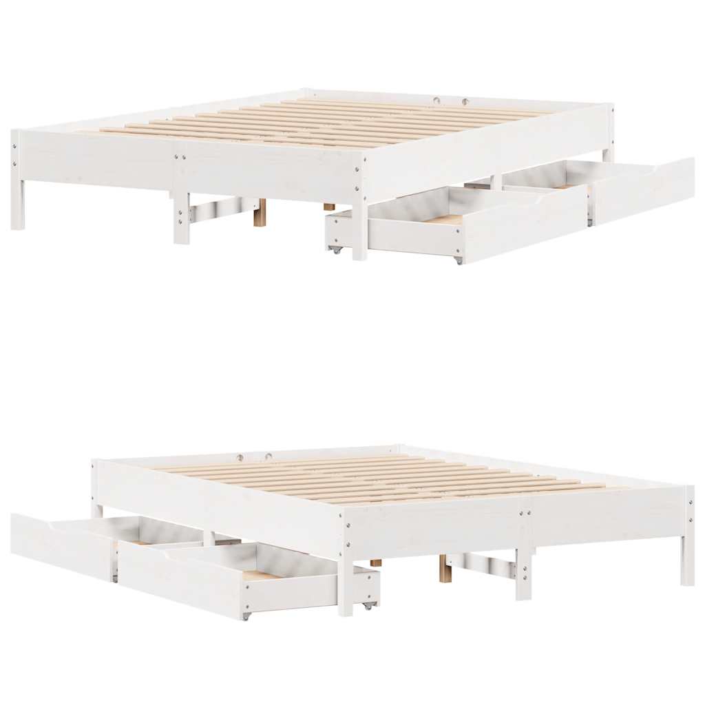 Bed Frame without Mattress White 120x200 cm Solid Wood Pine
