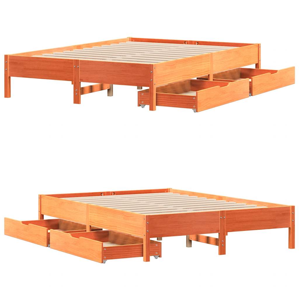 Bed Frame without Mattress Wax Brown 120x200 cm Solid Wood Pine