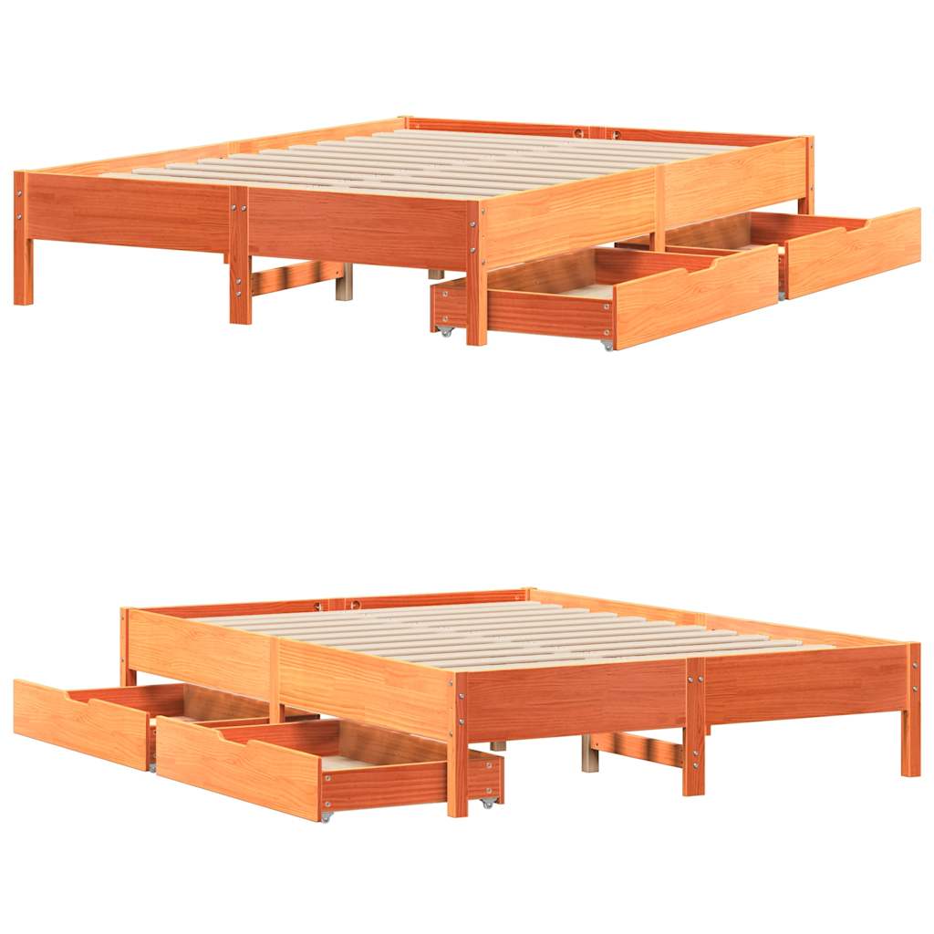 Bed Frame without Mattress Wax Brown 120x190 cm Small Double Solid Wood Pine