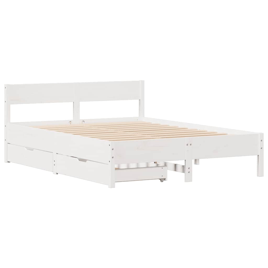 Bed Frame without Mattress White 140x200 cm Solid Wood Pine