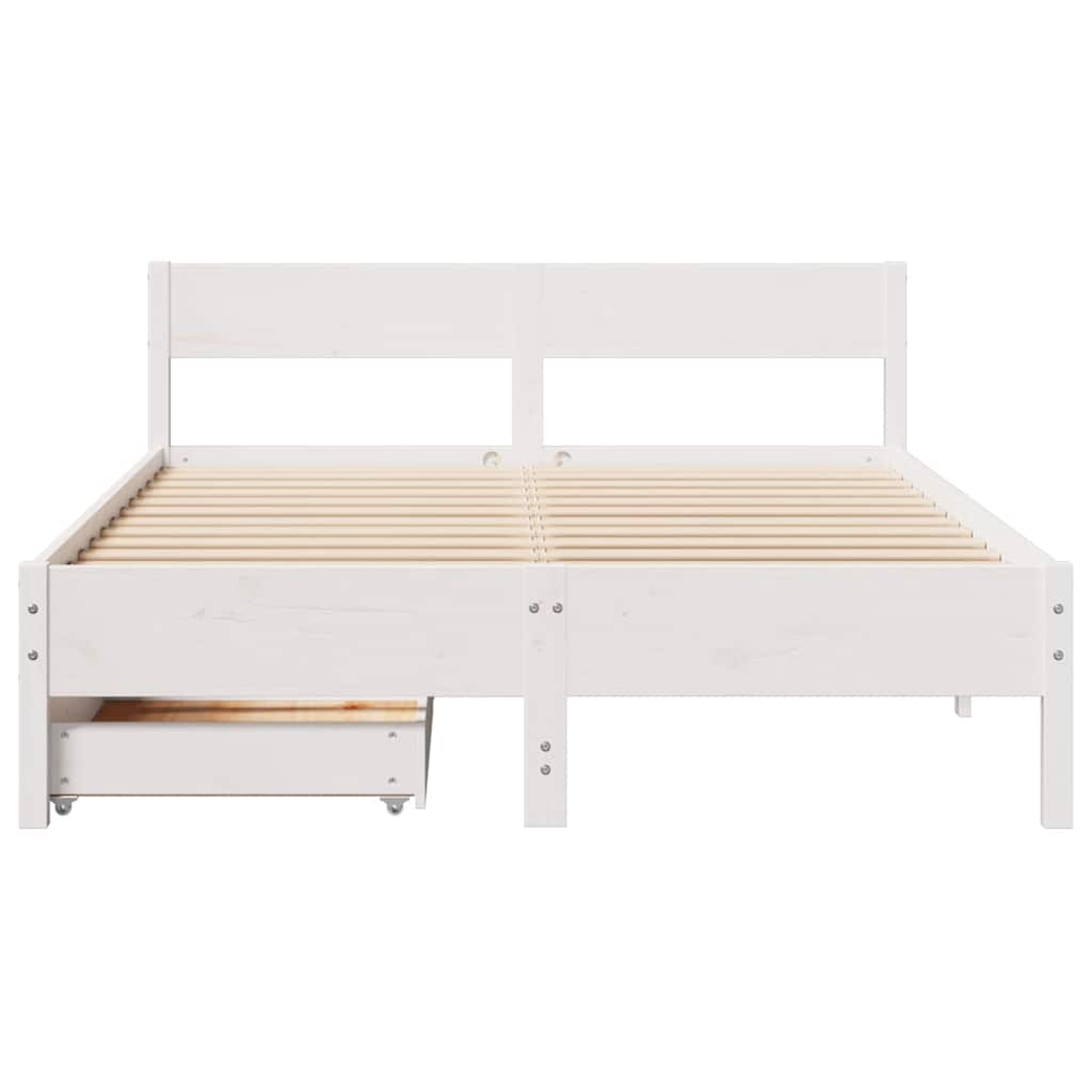 Bed Frame without Mattress White 140x200 cm Solid Wood Pine