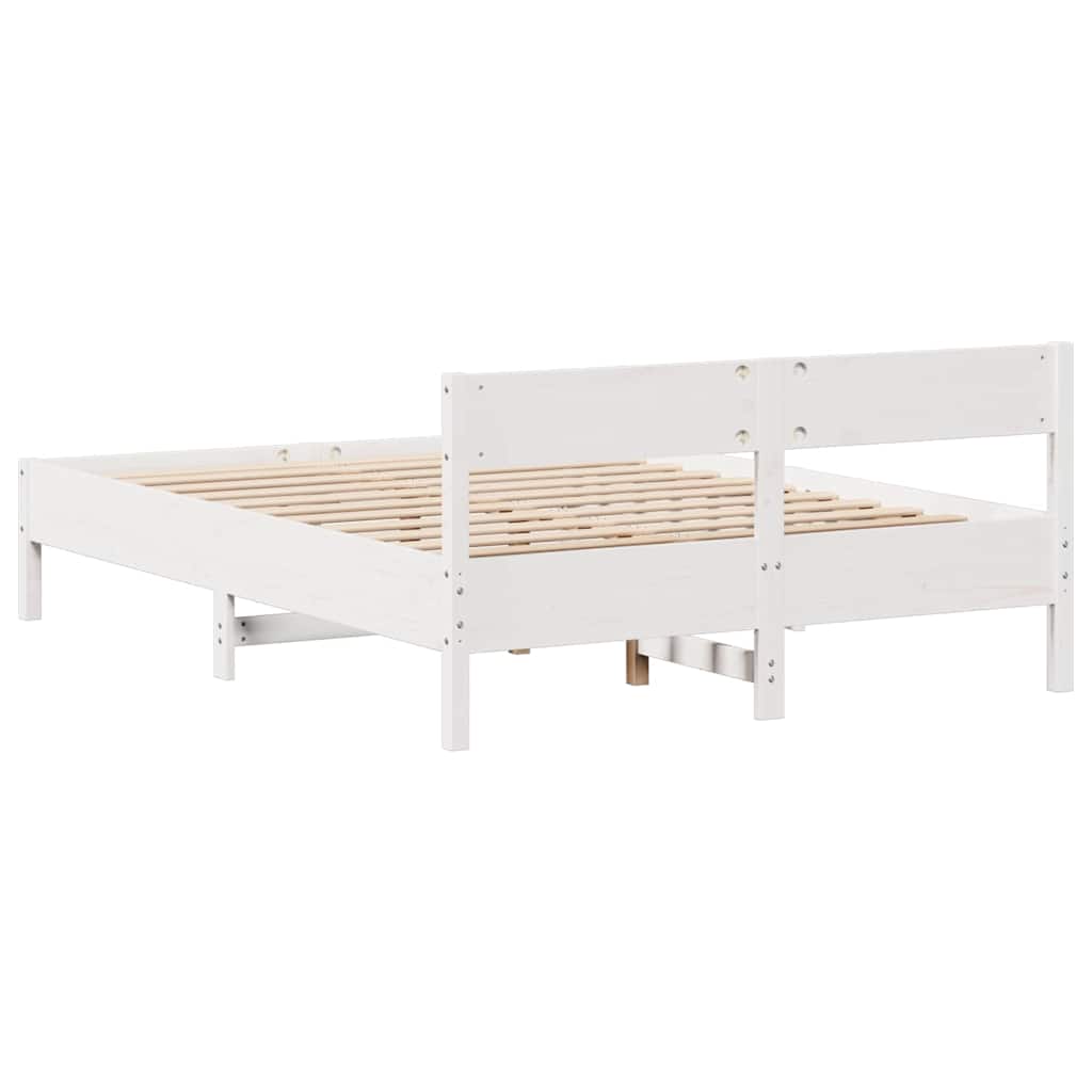 Bed Frame without Mattress White 140x200 cm Solid Wood Pine