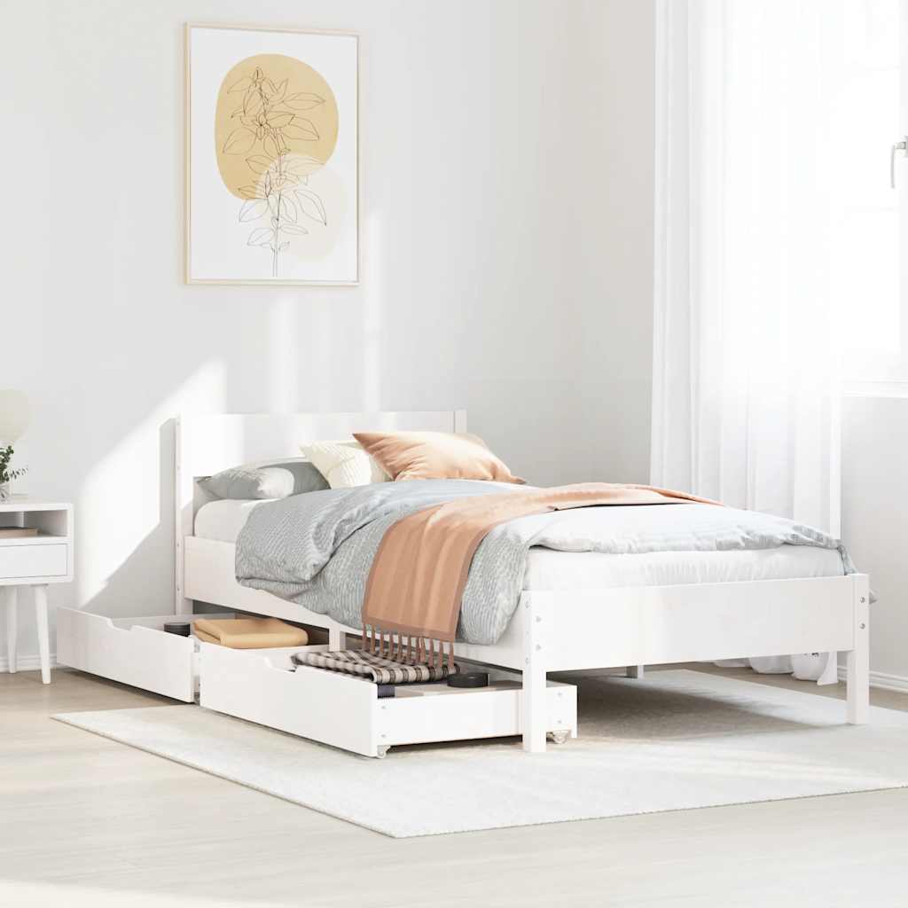 Bed Frame without Mattress White 90x200 cm Solid Wood Pine