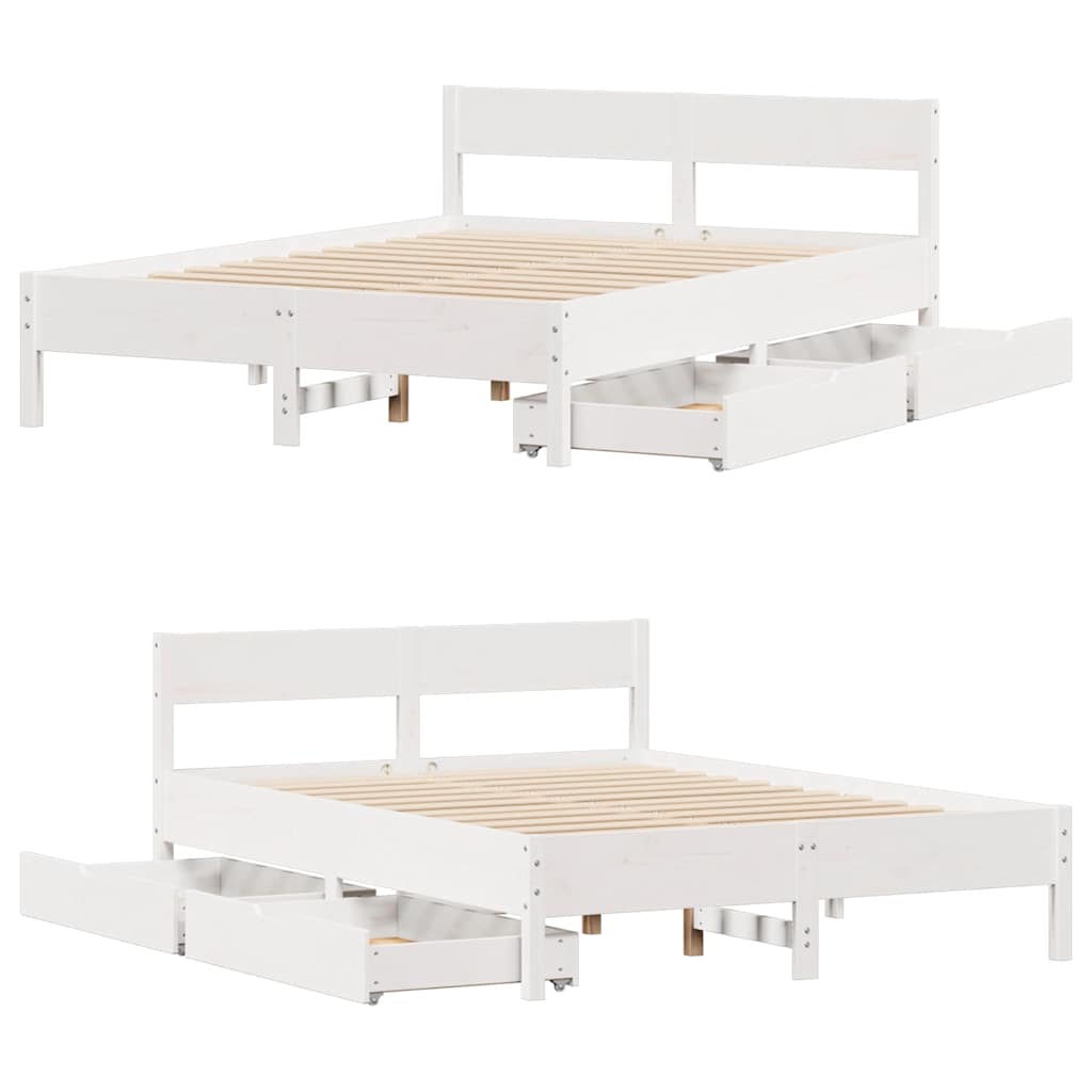 Bed Frame without Mattress White 120x190 cm Small Double Solid Wood Pine