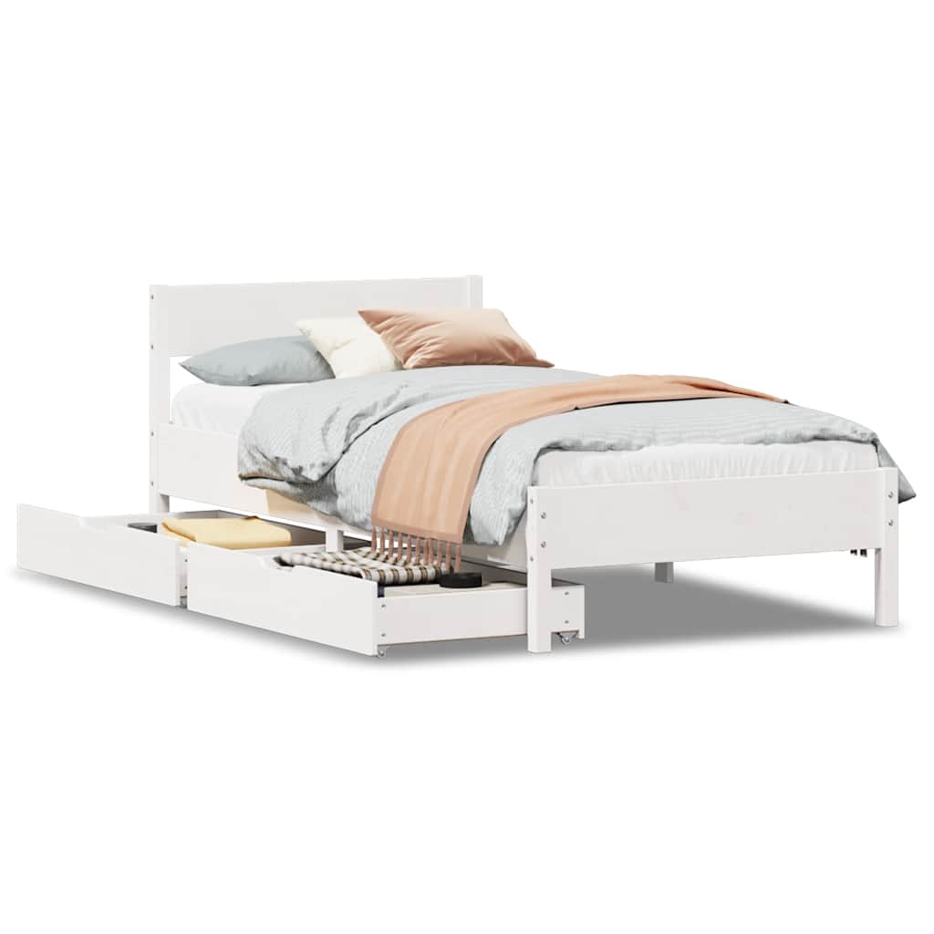 Bed Frame without Mattress White 90x190 cm Single Solid Wood Pine
