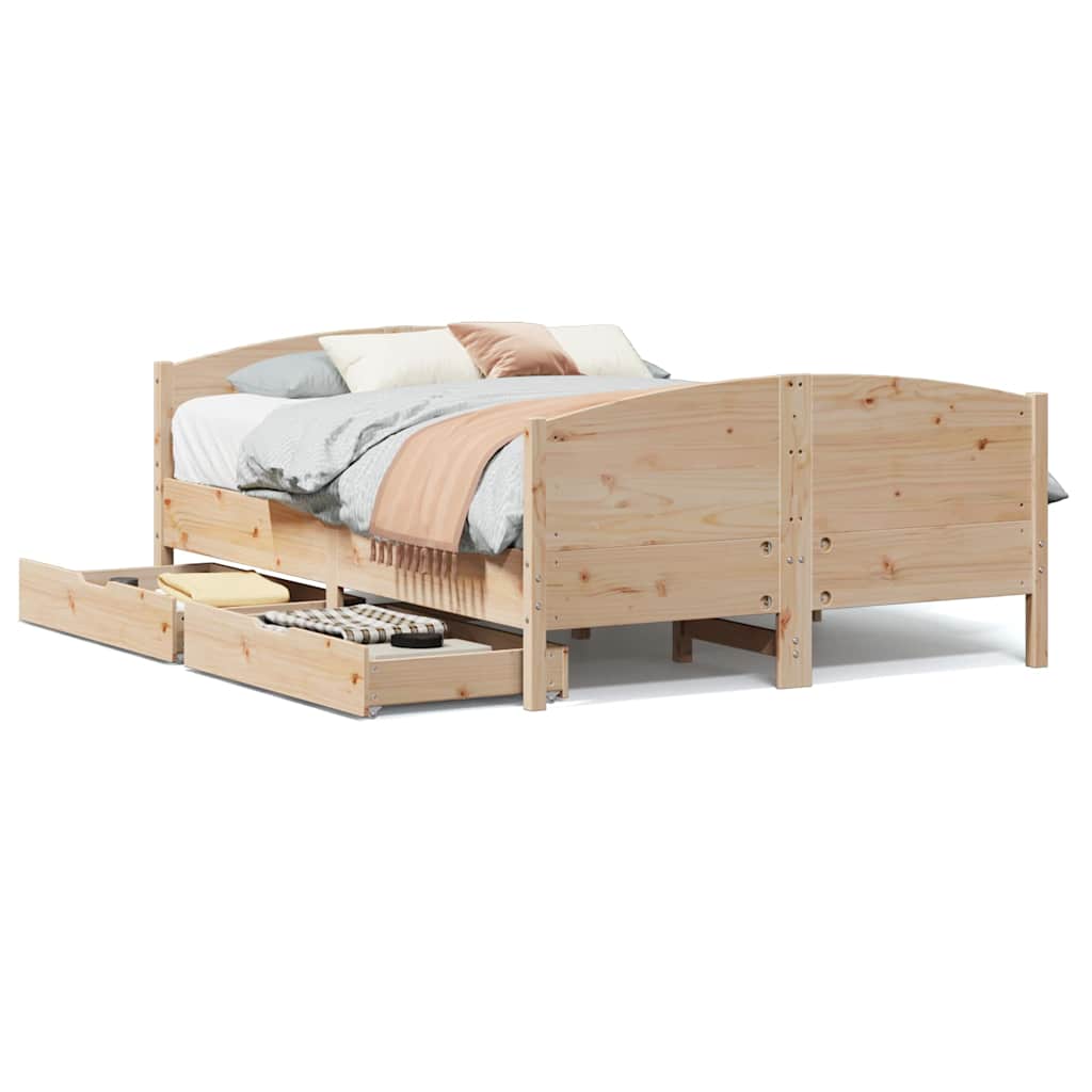 Bed Frame without Mattress 140x190 cm Solid Wood Pine