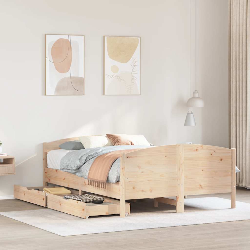 Bed Frame without Mattress 120x190 cm Small Double Solid Wood Pine