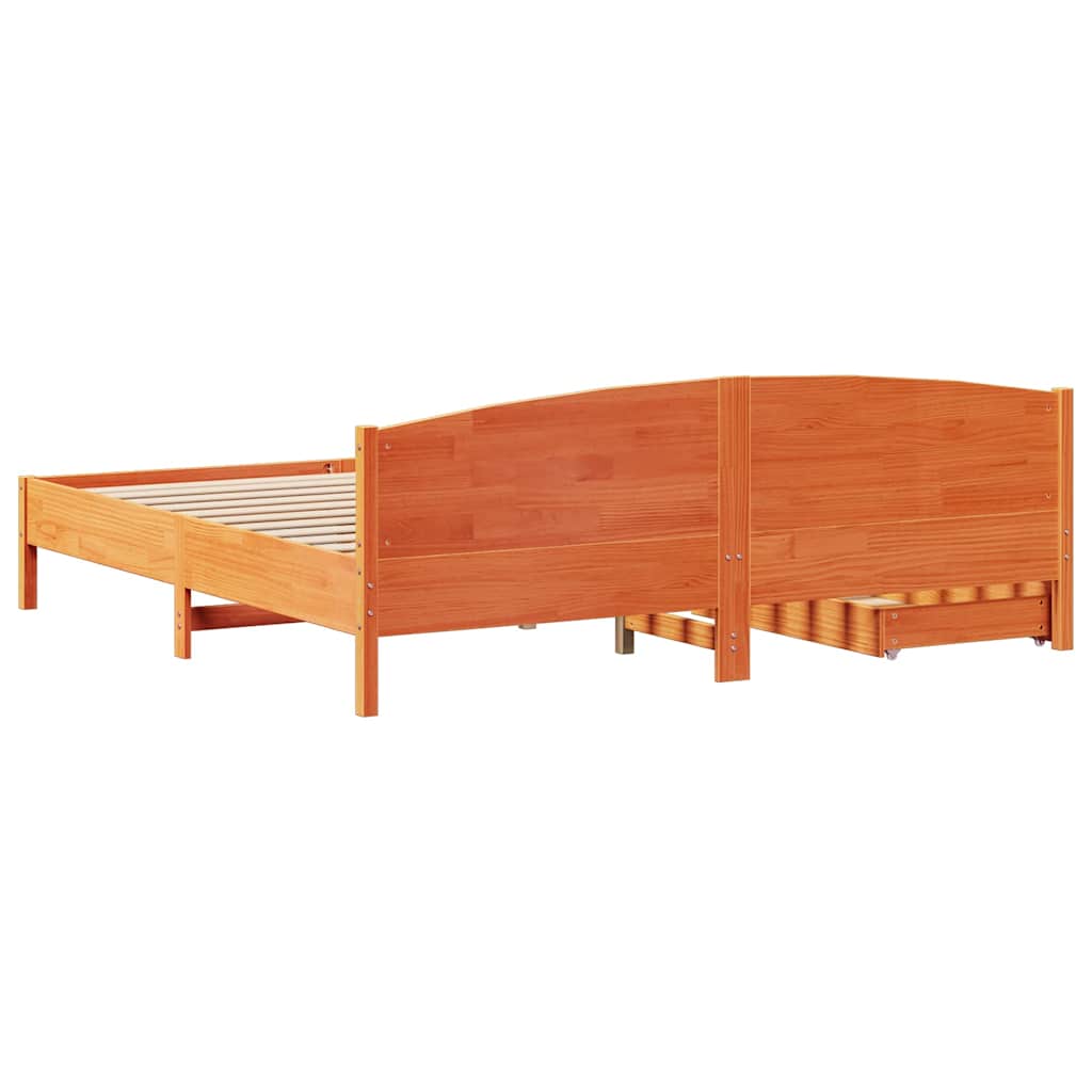Bed Frame without Mattress Wax Brown 180x200 cm Super King Solid Wood Pine